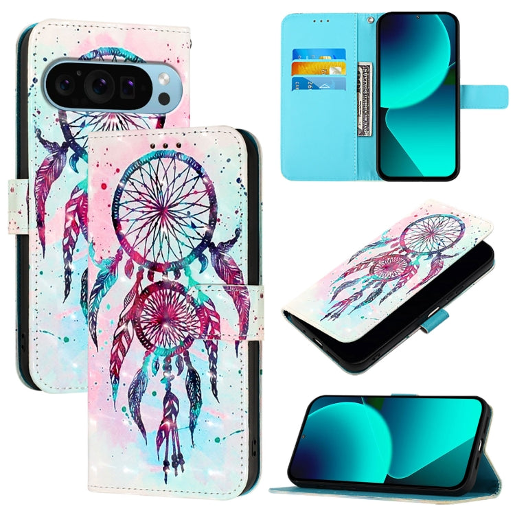 For Google Pixel 9 / 9 Pro 3D Painting Horizontal Flip Leather Phone Case(Color Drop Wind Chimes)