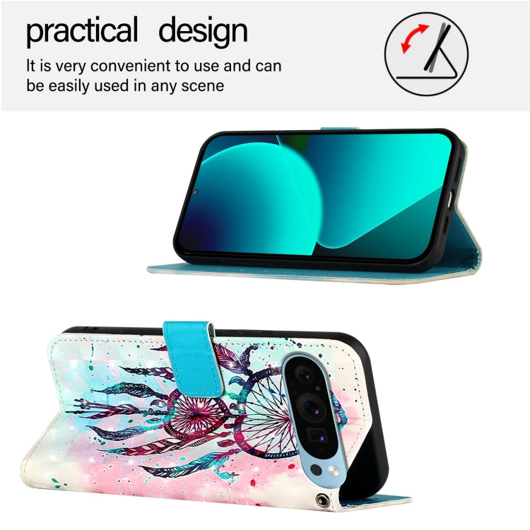For Google Pixel 9 / 9 Pro 3D Painting Horizontal Flip Leather Phone Case(Color Drop Wind Chimes)