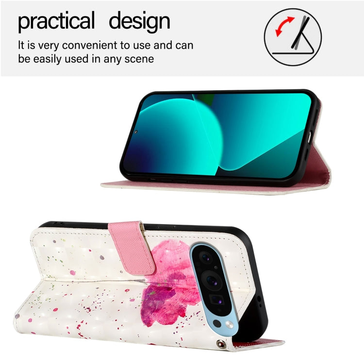 For Google Pixel 9 Pro XL 3D Painting Horizontal Flip Leather Phone Case(Flower)