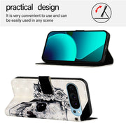 For Google Pixel 9 Pro XL 3D Painting Horizontal Flip Leather Phone Case(Skull)