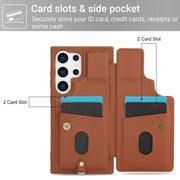 For Samsung Galaxy S25 Ultra 5G Crossbody Flower Pattern Leather Phone Case(Brown)