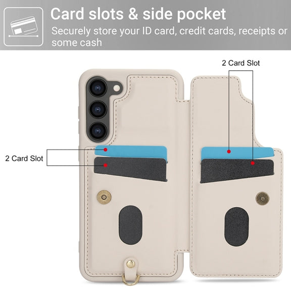 For Samsung Galaxy S25+ 5G Crossbody Flower Pattern Leather Phone Case(White)