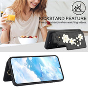 For Samsung Galaxy S25+ 5G Crossbody Flower Pattern Leather Phone Case(Black)