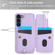 For Samsung Galaxy S25+ 5G Crossbody Flower Pattern Leather Phone Case(Purple)