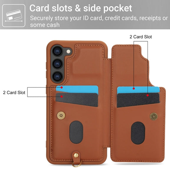 For Samsung Galaxy S25+ 5G Crossbody Flower Pattern Leather Phone Case(Brown)