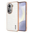 For OPPO Reno11 Global AZNS Electroplated Frame Crocodile Texture Full Coverage Phone Case(White) - OPPO Cases by AZNS | Online Shopping South Africa | PMC Jewellery | Buy Now Pay Later Mobicred