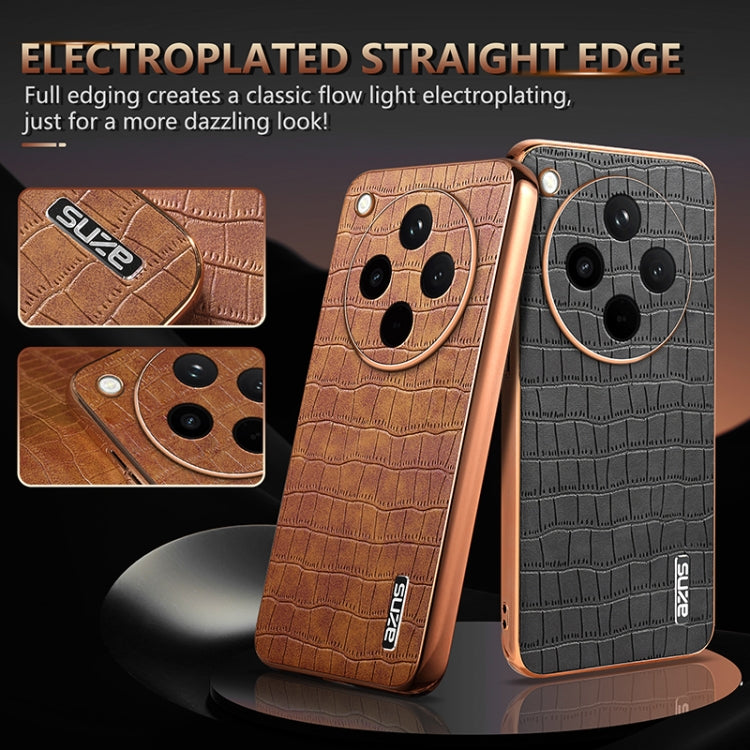 For OPPO Find X8 AZNS Electroplated Frame Crocodile Texture Full Coverage Phone Case(Blue)