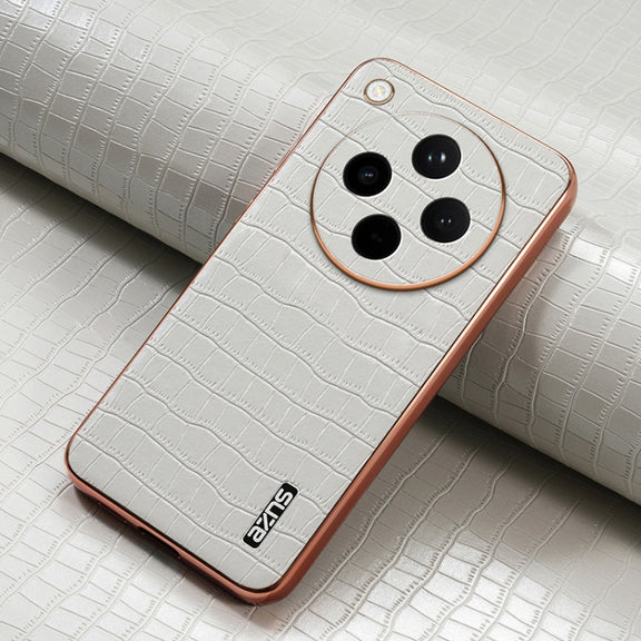 For OPPO Find X8 AZNS Electroplated Frame Crocodile Texture Full Coverage Phone Case(White)