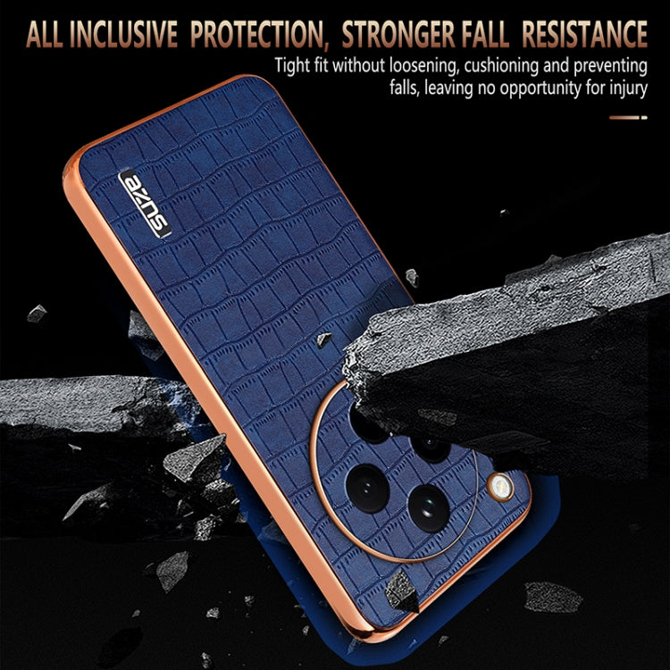 For OPPO Find X8 AZNS Electroplated Frame Crocodile Texture Full Coverage Phone Case(White)