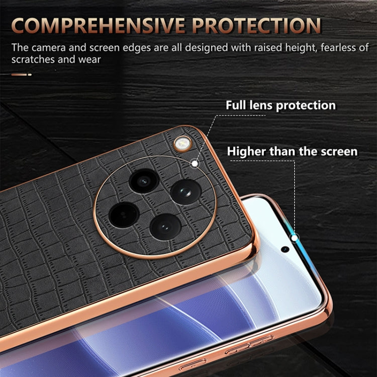 For OPPO Find X8 AZNS Electroplated Frame Crocodile Texture Full Coverage Phone Case(White)