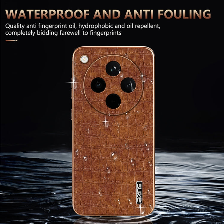 For OPPO Find X8 AZNS Electroplated Frame Crocodile Texture Full Coverage Phone Case(White)