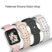 For Apple Watch SE 2023 44mm Lace 3D Rose Embossed Silicone Watch Band(Black)