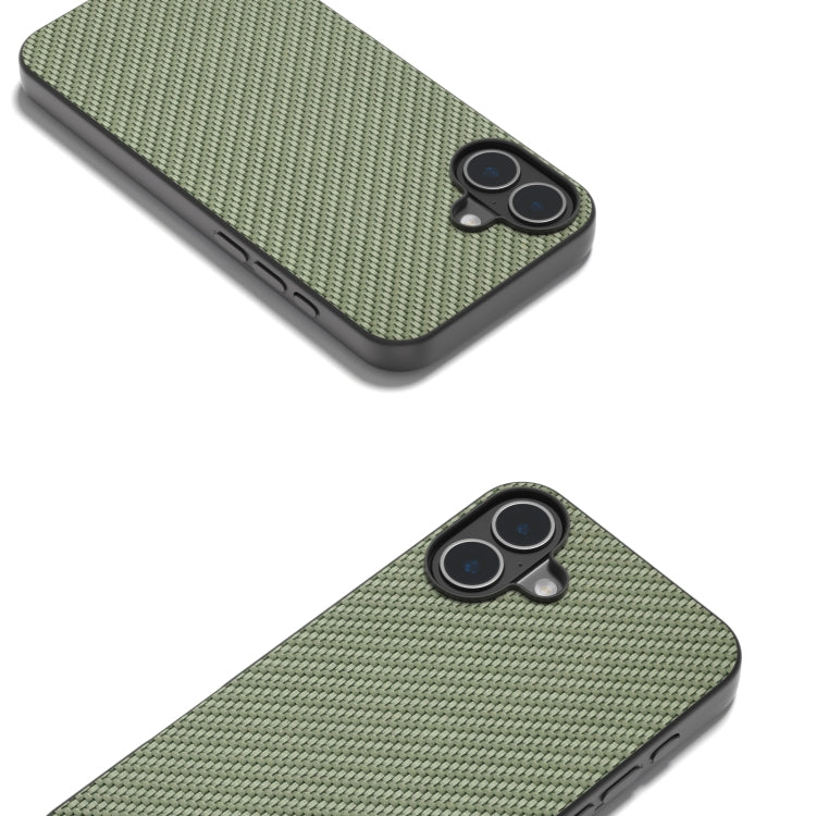 For iPhone 16 Carbon Fiber Texture Protective Phone Case(Green)