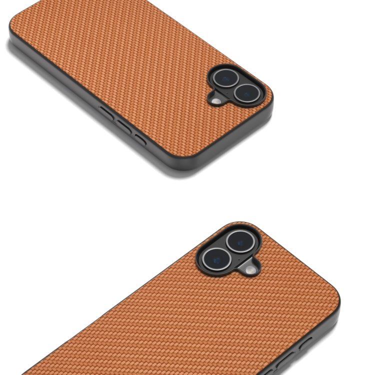 For iPhone 16 Plus Carbon Fiber Texture Protective Phone Case(Light Brown)