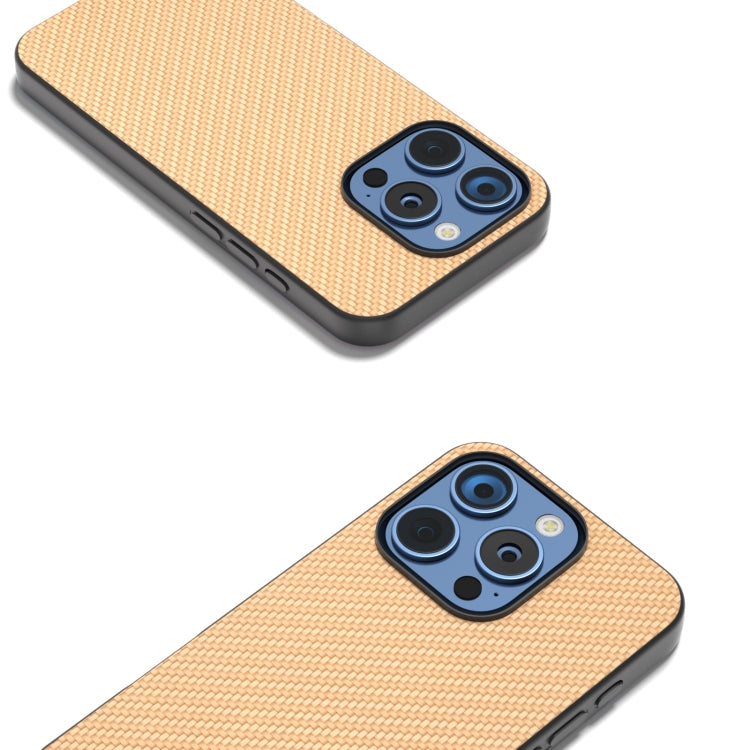 For iPhone 16 Pro Carbon Fiber Texture Protective Phone Case(Gold)