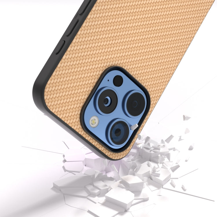 For iPhone 16 Pro Carbon Fiber Texture Protective Phone Case(Gold)
