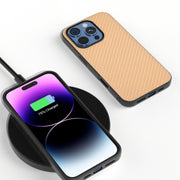 For iPhone 16 Pro Carbon Fiber Texture Protective Phone Case(Gold)