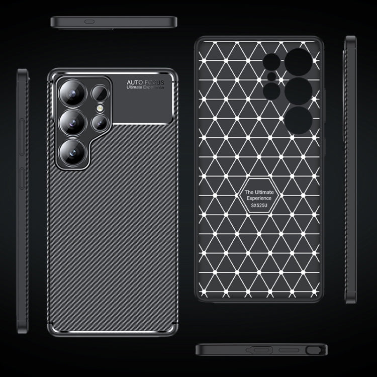For Samsung Galaxy S25 Ultra 5G Carbon Fiber Texture Shockproof TPU Phone Case(Black)