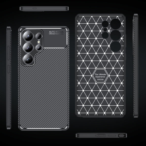 For Samsung Galaxy S25 Ultra 5G Carbon Fiber Texture Shockproof TPU Phone Case(Black)