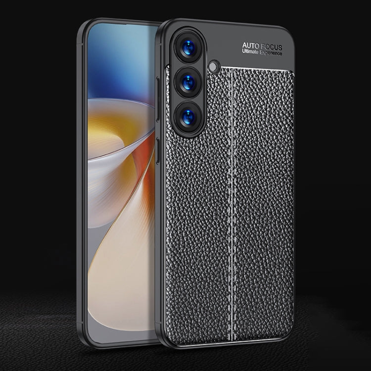 For Samsung Galaxy S25 5G Litchi Texture Shockproof TPU Phone Case(Black)