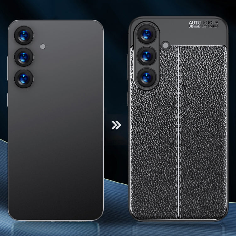 For Samsung Galaxy S25 5G Litchi Texture Shockproof TPU Phone Case(Black)