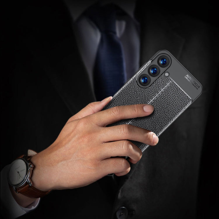 For Samsung Galaxy S25 5G Litchi Texture Shockproof TPU Phone Case(Black)