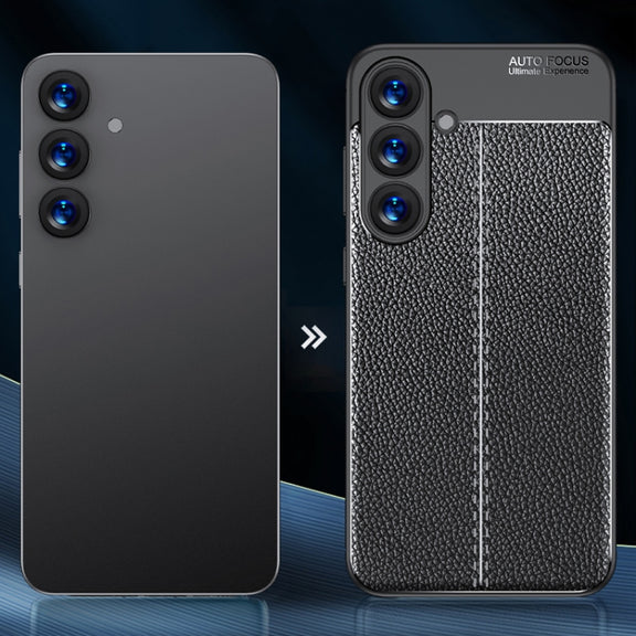 For Samsung Galaxy S25+ 5G Litchi Texture Shockproof TPU Phone Case(Black)