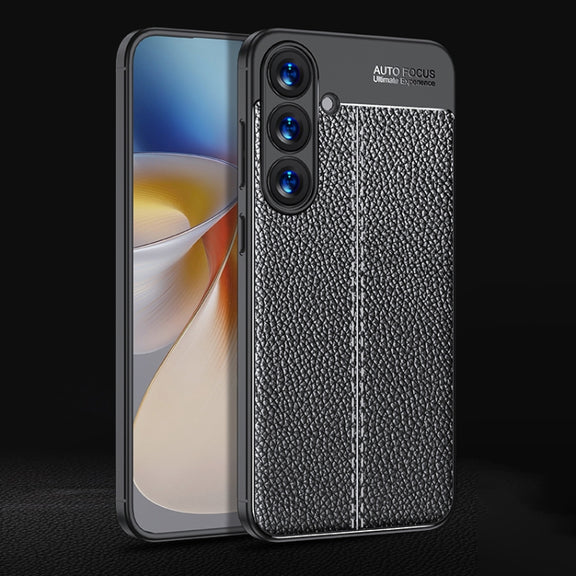 For Samsung Galaxy S25+ 5G Litchi Texture Shockproof TPU Phone Case(Black)