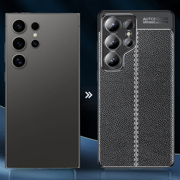 For Samsung Galaxy S25 Ultra 5G Litchi Texture Shockproof TPU Phone Case(Black)