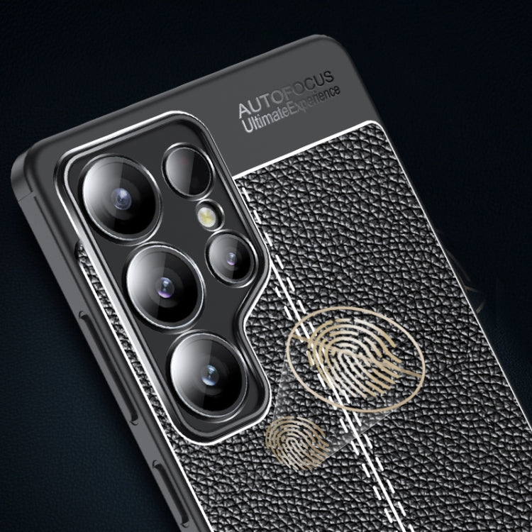 For Samsung Galaxy S25 Ultra 5G Litchi Texture Shockproof TPU Phone Case(Black)