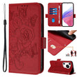 For Huawei Pura 70 Pro Embossed Rose RFID Anti-theft Leather Phone Case(Red) - Huawei Cases by PMC Jewellery | Online Shopping South Africa | PMC Jewellery | Buy Now Pay Later Mobicred