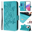 For Huawei Pura 70 Pro Embossed Rose RFID Anti-theft Leather Phone Case(Light Blue) - Huawei Cases by PMC Jewellery | Online Shopping South Africa | PMC Jewellery | Buy Now Pay Later Mobicred