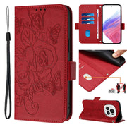 For Honor Magic6 Pro 5G Embossed Rose RFID Anti-theft Leather Phone Case(Red)