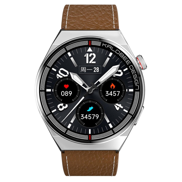 1.3 inch Leather Band IP68 Water-resistant Smart Watch Support Bluetooth Call(Brown)