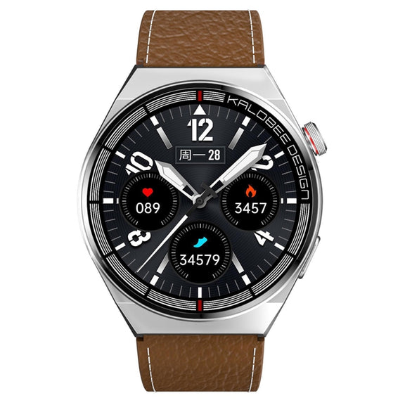 1.3 inch Leather Band IP68 Water-resistant Smart Watch Support Bluetooth Call(Brown)