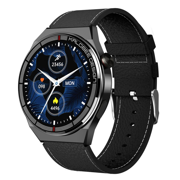 1.3 inch Leather Band IP68 Water-resistant Smart Watch Support Bluetooth Call(Black)
