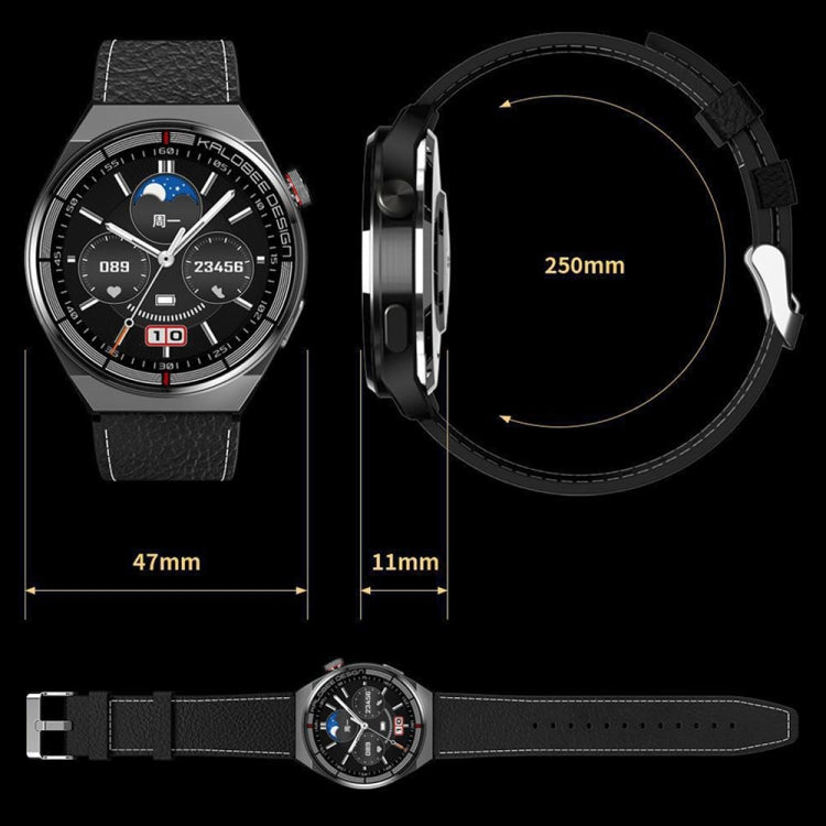 1.3 inch Leather Band IP68 Water-resistant Smart Watch Support Bluetooth Call(Black)