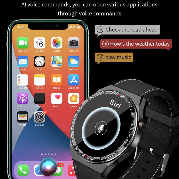 1.3 inch Leather Band IP68 Water-resistant Smart Watch Support Bluetooth Call(Black)