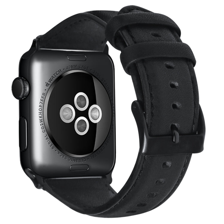 For Apple Watch Ultra 49mm Oil Wax Genuine Leather Watch Band(Black)
