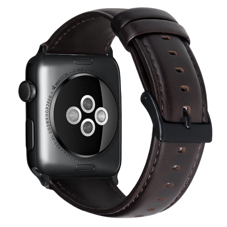 For Apple Watch Ultra 49mm Oil Wax Genuine Leather Watch Band(Dark Brown)
