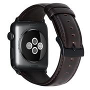 For Apple Watch Ultra 49mm Oil Wax Genuine Leather Watch Band(Dark Brown)