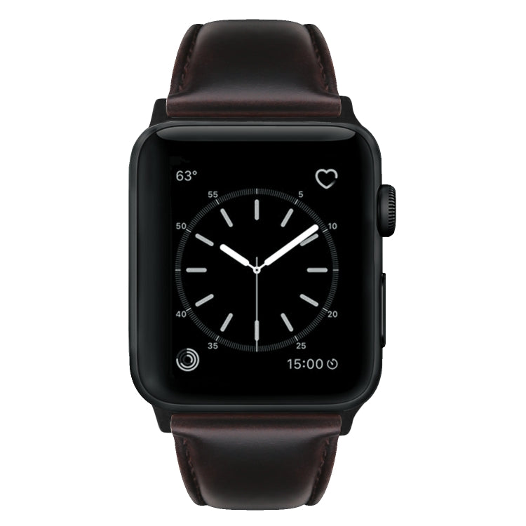 For Apple Watch Ultra 49mm Oil Wax Genuine Leather Watch Band(Dark Brown)