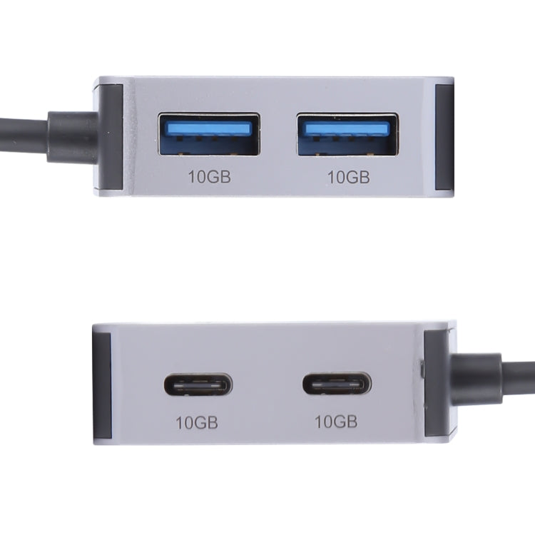 BYL-2320A 4 in 2 USB + USB-C / Type-C to USB + USB-C / Type-C 4 Port HUB Adapter(Grey)