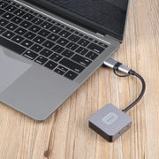 BYL-2320A 4 in 2 USB + USB-C / Type-C to USB + USB-C / Type-C 4 Port HUB Adapter(Grey)