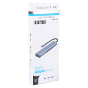 BYL-2319 5 in 1 USB-C / Type-C to USB3.0+USB-C / Type-C+HDTV Multi-function Docking Station(Grey)