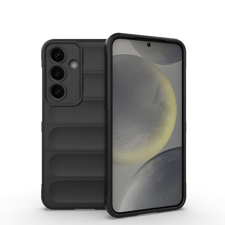 For Samsung Galaxy S25 5G Magic Shield TPU + Flannel Phone Case(Black)