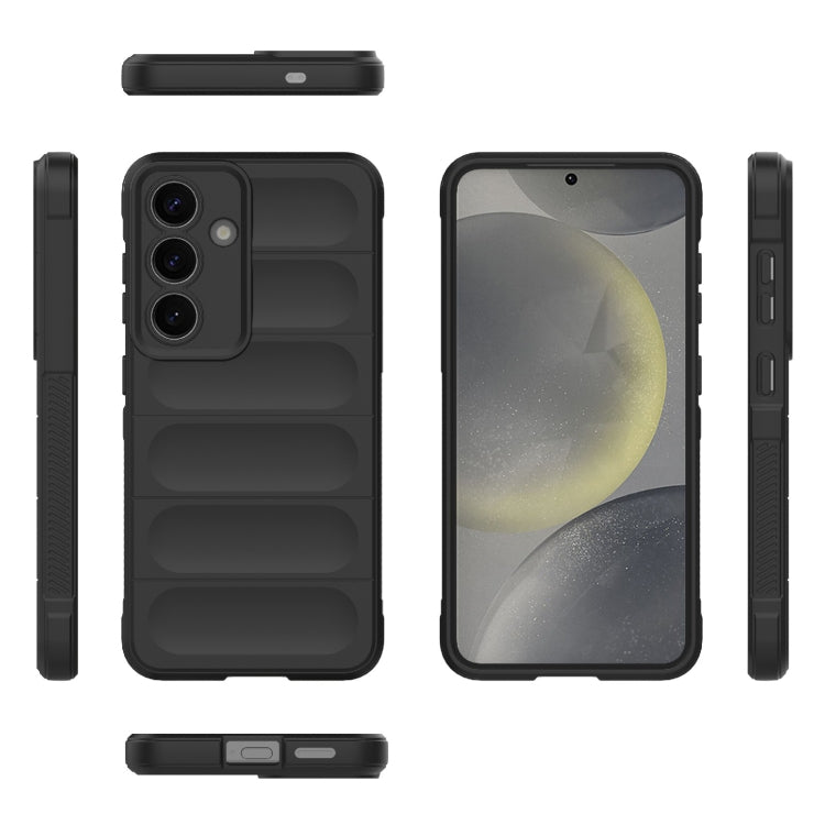 For Samsung Galaxy S25 5G Magic Shield TPU + Flannel Phone Case(Black)