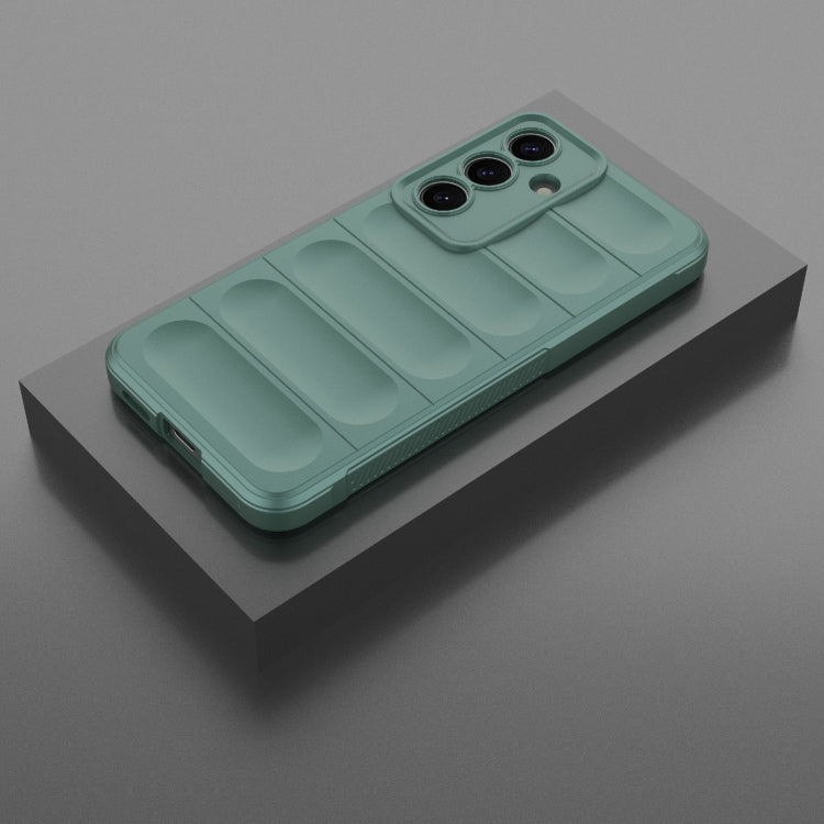 For Samsung Galaxy S25 5G Magic Shield TPU + Flannel Phone Case(Dark Green)