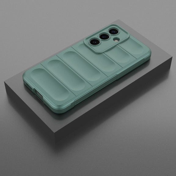 For Samsung Galaxy S25 5G Magic Shield TPU + Flannel Phone Case(Dark Green)