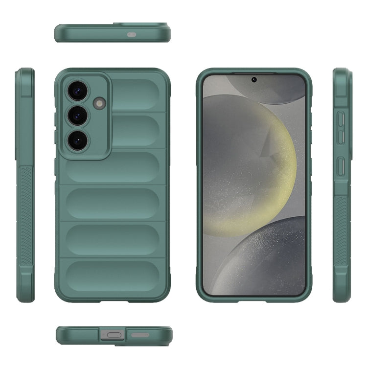 For Samsung Galaxy S25 5G Magic Shield TPU + Flannel Phone Case(Dark Green)